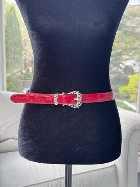 Brighton Reversible Red and Black Croc Embossed Leather Belt Size 32